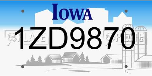 1ZD9870 Iowa License Plate