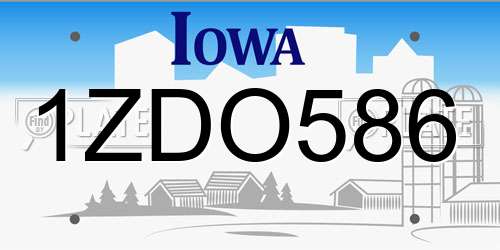 1ZDO586 Iowa License Plate