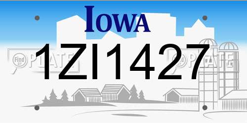 1ZI1427 Iowa License Plate