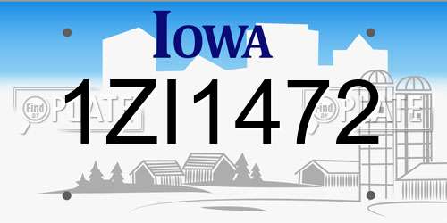 1ZI1472 Iowa License Plate