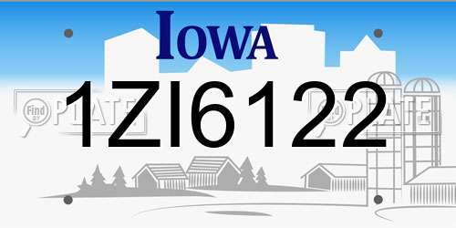 1ZI6122 Iowa License Plate