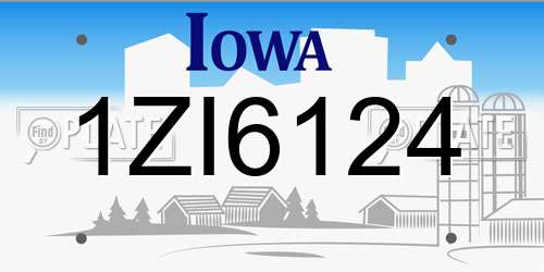 1ZI6124 Iowa License Plate
