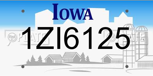 1ZI6125 Iowa License Plate