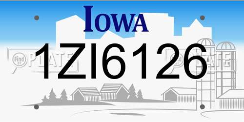 1ZI6126 Iowa License Plate