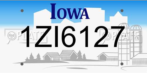 1ZI6127 Iowa License Plate
