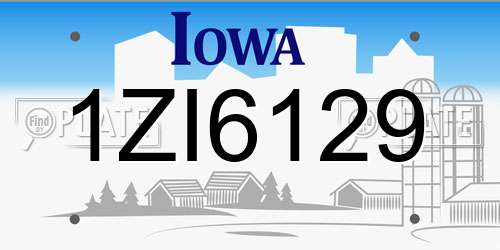 1ZI6129 Iowa License Plate