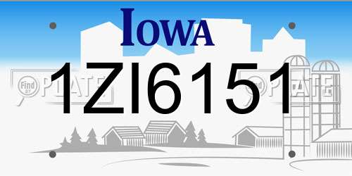 1ZI6151 Iowa License Plate