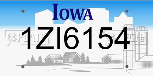 1ZI6154 Iowa License Plate