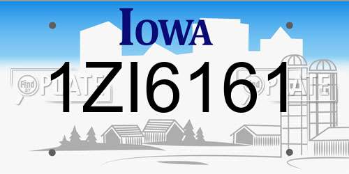 1ZI6161 Iowa License Plate