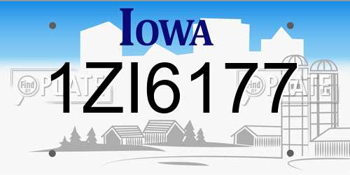 1ZI6177 Iowa License Plate