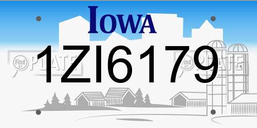 1ZI6179 Iowa License Plate