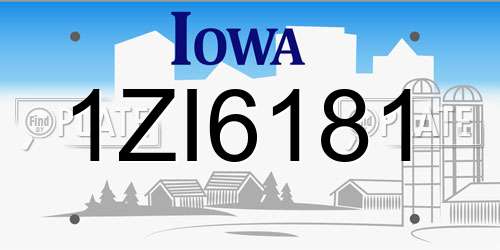 1ZI6181 Iowa License Plate