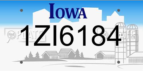 1ZI6184 Iowa License Plate