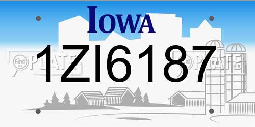 1ZI6187 Iowa License Plate