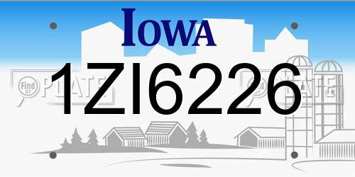 1ZI6226 Iowa License Plate