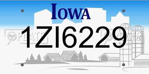 1ZI6229 Iowa License Plate