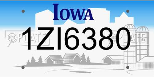 1ZI6380 Iowa License Plate