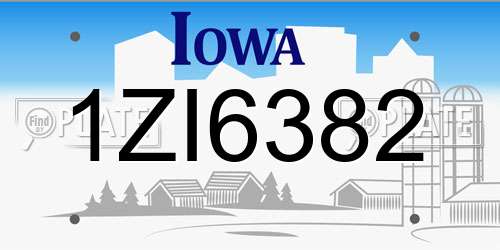 1ZI6382 Iowa License Plate