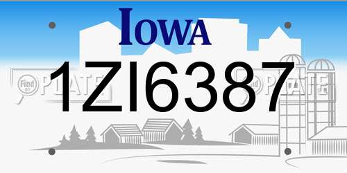 1ZI6387 Iowa License Plate