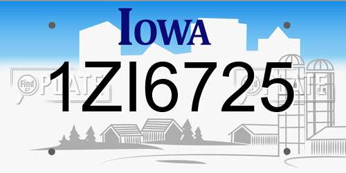 1ZI6725 Iowa License Plate