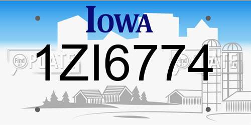 1ZI6774 Iowa License Plate