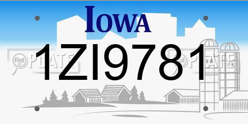 1ZI9781 Iowa License Plate