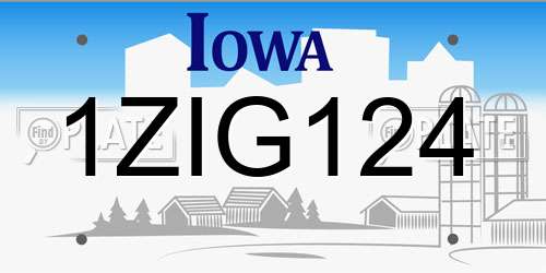1ZIG124 Iowa License Plate