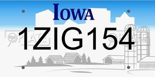 1ZIG154 Iowa License Plate