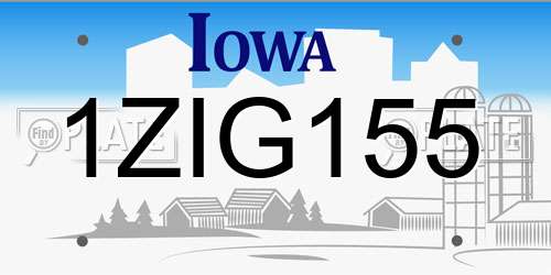 1ZIG155 Iowa License Plate