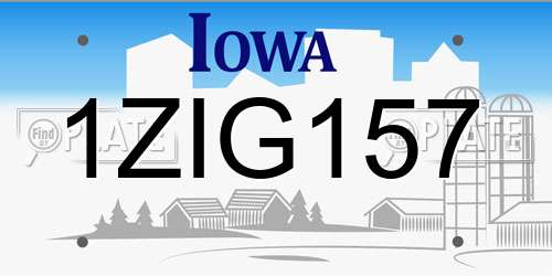 1ZIG157 Iowa License Plate