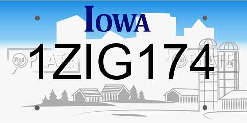 1ZIG174 Iowa License Plate