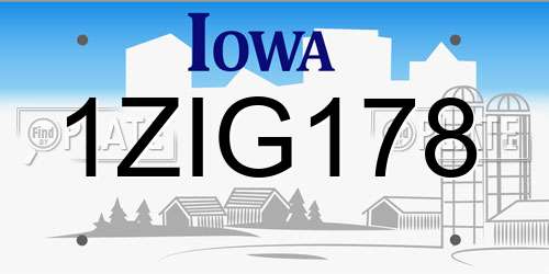 1ZIG178 Iowa License Plate