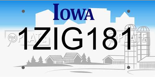 1ZIG181 Iowa License Plate