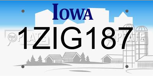 1ZIG187 Iowa License Plate