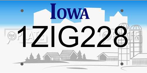 1ZIG228 Iowa License Plate