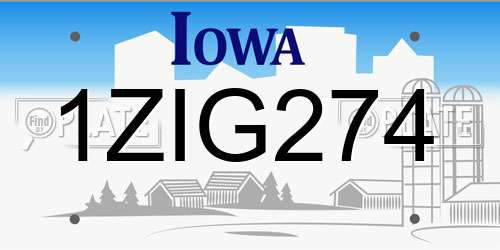 1ZIG274 Iowa License Plate