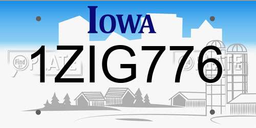 1ZIG776 Iowa License Plate