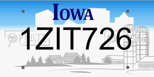 1ZIT726 Iowa License Plate