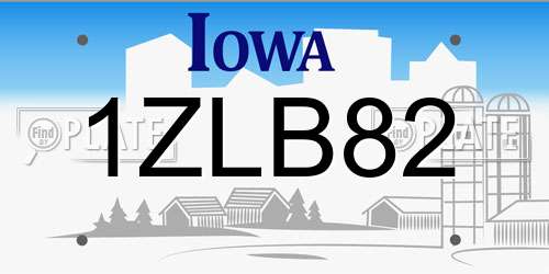 1ZLB82 Iowa License Plate