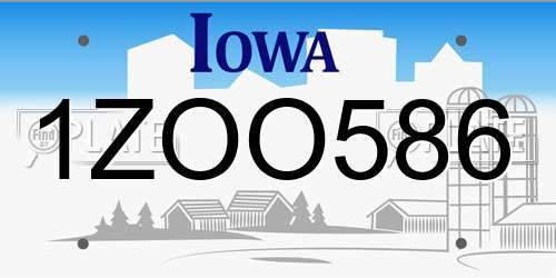 1ZOO586 Iowa License Plate