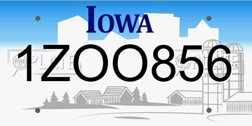 1ZOO856 Iowa License Plate