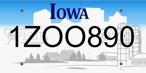 1ZOO890 Iowa License Plate