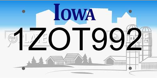 1ZOT992 Iowa License Plate