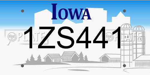 1ZS441 Iowa License Plate