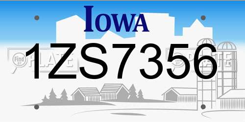 1ZS7356 Iowa License Plate