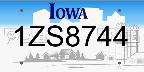 1ZS8744 Iowa License Plate