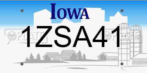 1ZSA41 Iowa License Plate