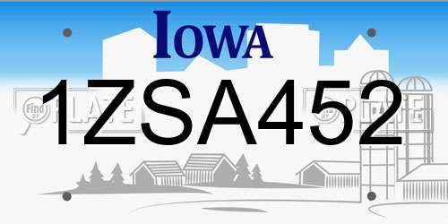 1ZSA452 Iowa License Plate