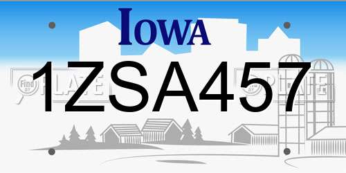 1ZSA457 Iowa License Plate