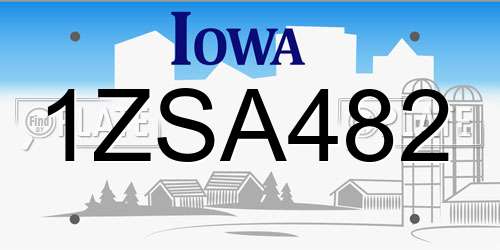 1ZSA482 Iowa License Plate